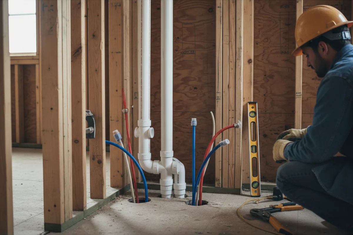 Drain and supply rough-in during Leak Detection in Merced